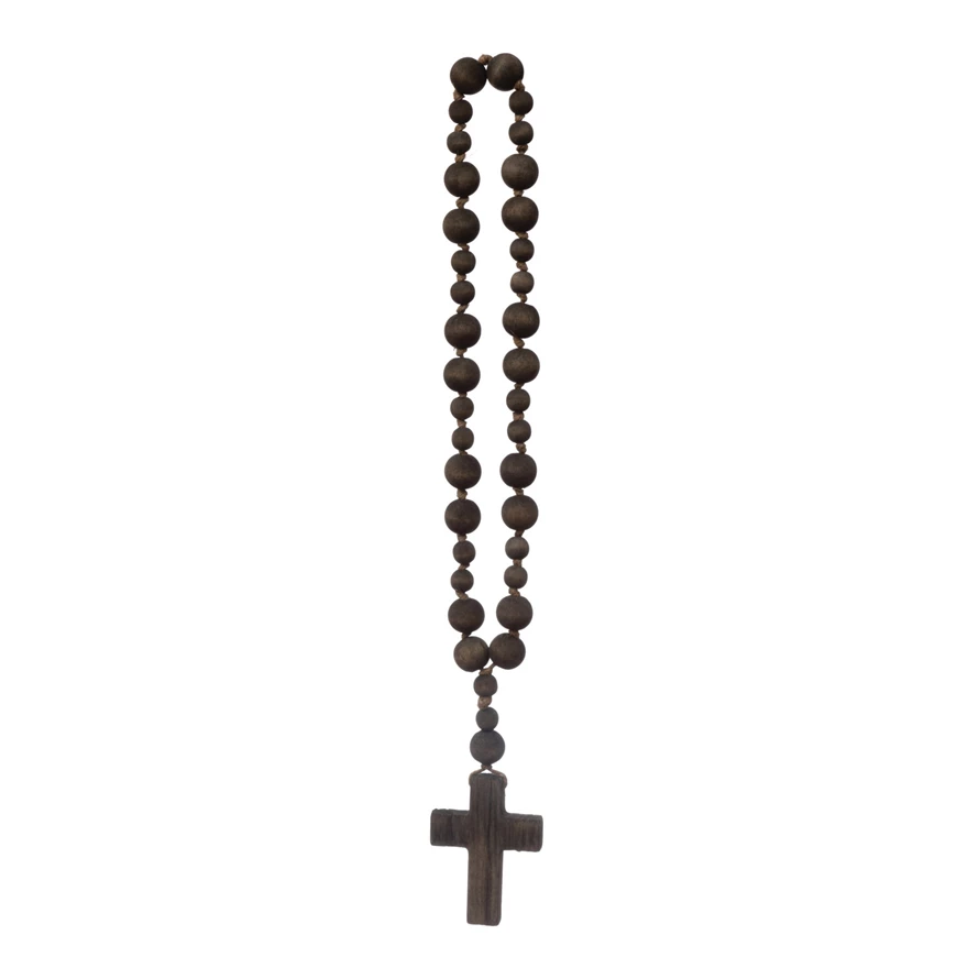 Economical Black Rosary Wooden Crucifix