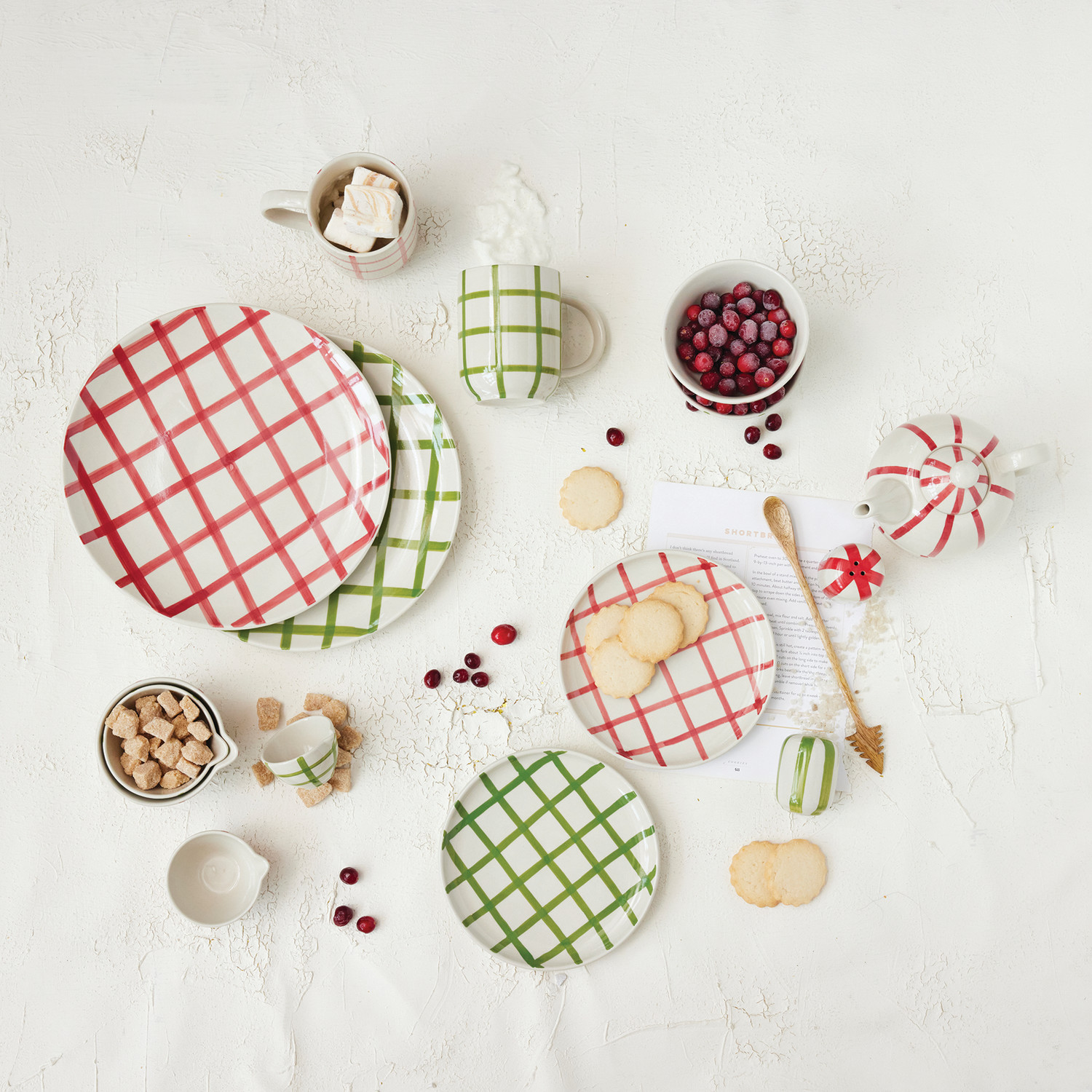 Hand Painted Stoneware Bowl With Grid Pattern Colors